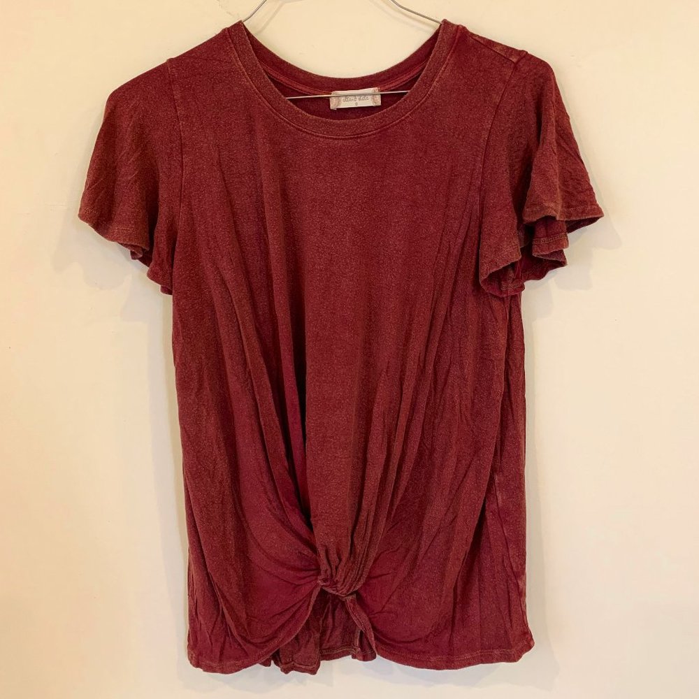 Altar'd State Pink Distressed Knotted Blouse